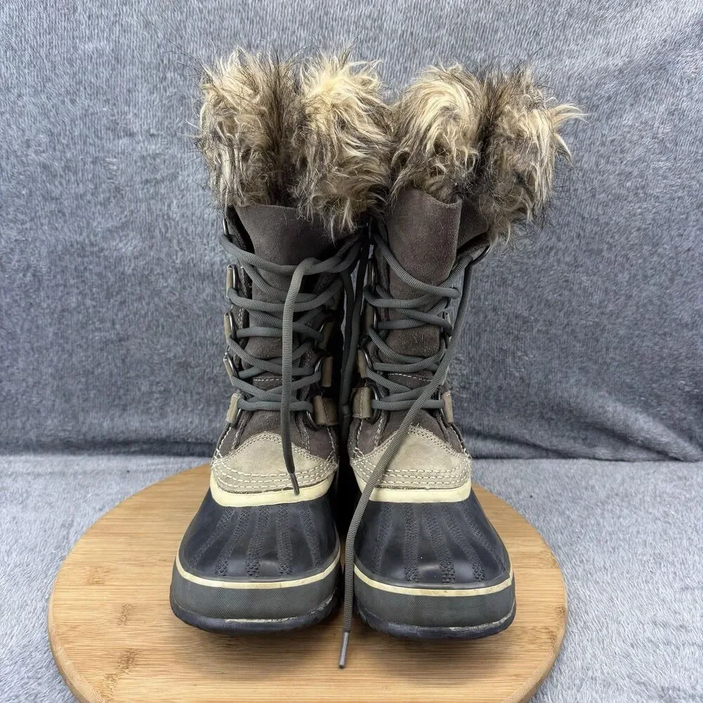 Sorel Boots Womens Size 6 Brown Suede Faux Fur Waterproof Winter Snow NL1540-051
